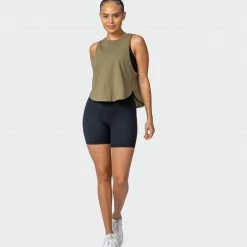 Muscle Nation Recovery Tank - Dark Olive Womens