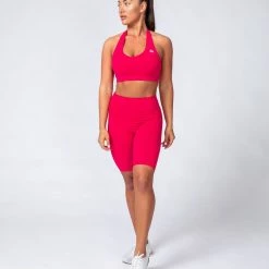 Muscle Nation Signature Referee Length High Waist Scrunch - Hot Pink