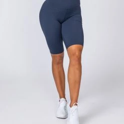 Muscle Nation Signature Referee Length High Waist Scrunch - Navy Blue Scrunch Bum