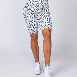 Muscle Nation Signature Referee Length High Waist Scrunch - Snow Leopard Scrunch Bum