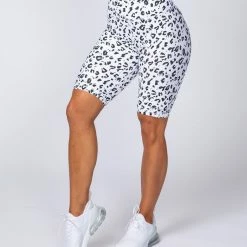 Muscle Nation Signature Referee Length High Waist Scrunch - Snow Leopard Scrunch Bum