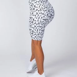 Muscle Nation Signature Referee Length High Waist Scrunch - Snow Leopard Scrunch Bum