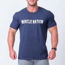 Muscle Nation Retro Tee - Navy Mens