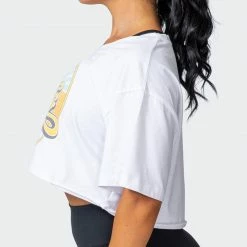 Promo ๐ Muscle Nation ๐ฉ Womens Retro Vibes Cropped Vintage Tee - Washed White ๐ 13 Muscle Nation Womens Retro Vibes Cropped Vintage Tee - Washed White