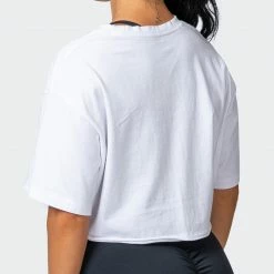 Promo ๐ Muscle Nation ๐ฉ Womens Retro Vibes Cropped Vintage Tee - Washed White ๐ 15 Muscle Nation Womens Retro Vibes Cropped Vintage Tee - Washed White