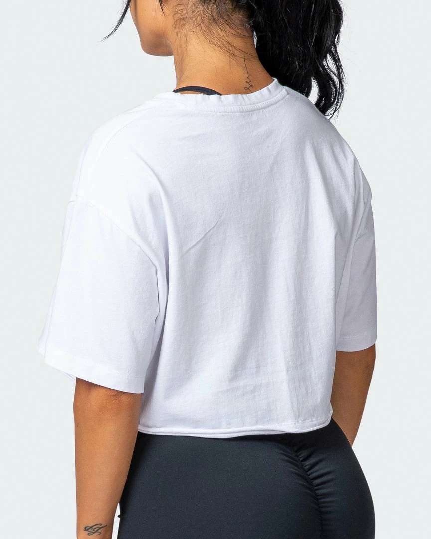 Promo ๐ Muscle Nation ๐ฉ Womens Retro Vibes Cropped Vintage Tee - Washed White ๐ 8 Muscle Nation Womens Retro Vibes Cropped Vintage Tee - Washed White