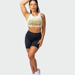 Muscle Nation Retro Vibes Rib Cropped Tank - Oatmeal