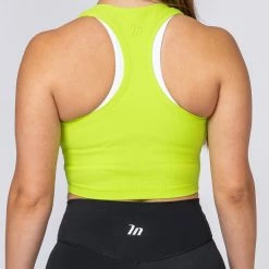 Muscle Nation Womens Ribbed Cropped Tank - Acid Lime