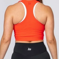Muscle Nation Ribbed Cropped Tank - Infrared Womens