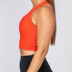 Muscle Nation Ribbed Cropped Tank - Infrared Womens
