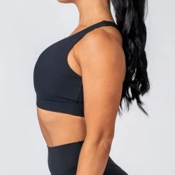 Muscle Nation Ribbed Deep V Bra - Black