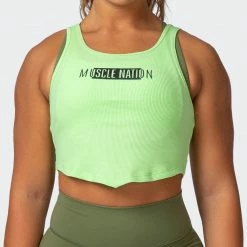 Muscle Nation Scorching Hot Ribbed Tank - Lime Flash