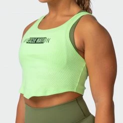 Muscle Nation Scorching Hot Ribbed Tank - Lime Flash