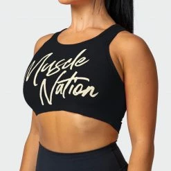 Deals 🛒 Muscle Nation Script Rib Cropped Tank - Black 👩 Womens 👍 11 Muscle Nation Script Rib Cropped Tank - Black Womens