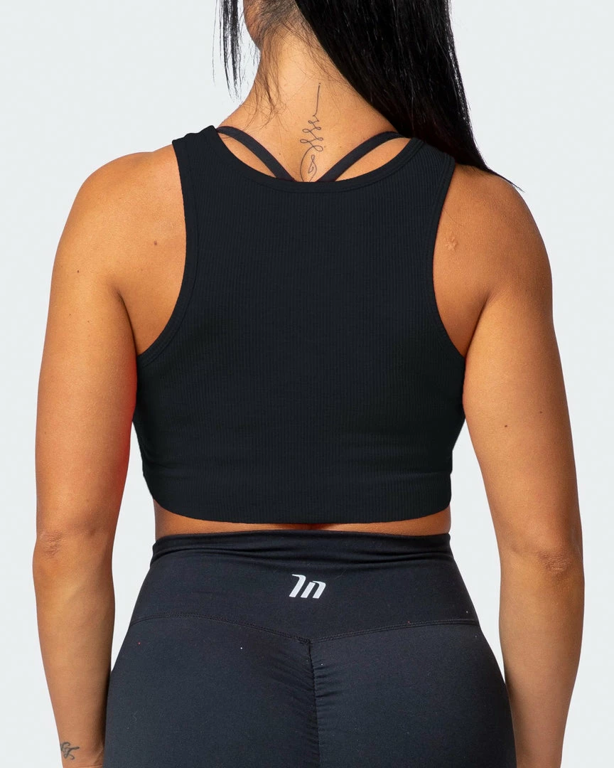 Deals 🛒 Muscle Nation Script Rib Cropped Tank - Black 👩 Womens 👍 7 Muscle Nation Script Rib Cropped Tank - Black Womens