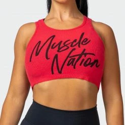 Cheap โ๏ธ Muscle Nation Script Rib Cropped Tank - Hot Red ๐ฉ Womens ๐ 11 Muscle Nation Script Rib Cropped Tank - Hot Red Womens