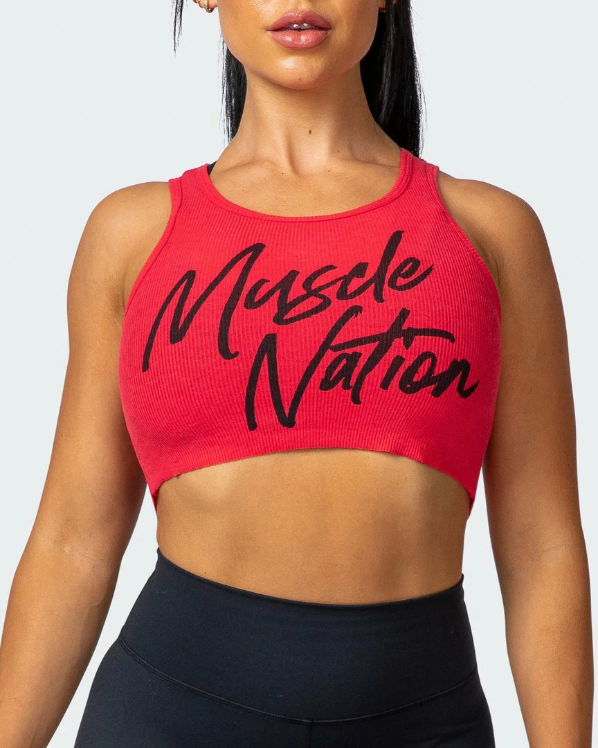 Cheap โ๏ธ Muscle Nation Script Rib Cropped Tank - Hot Red ๐ฉ Womens ๐ 4 Muscle Nation Script Rib Cropped Tank - Hot Red Womens