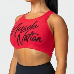 Cheap โ๏ธ Muscle Nation Script Rib Cropped Tank - Hot Red ๐ฉ Womens ๐ 12 Muscle Nation Script Rib Cropped Tank - Hot Red Womens