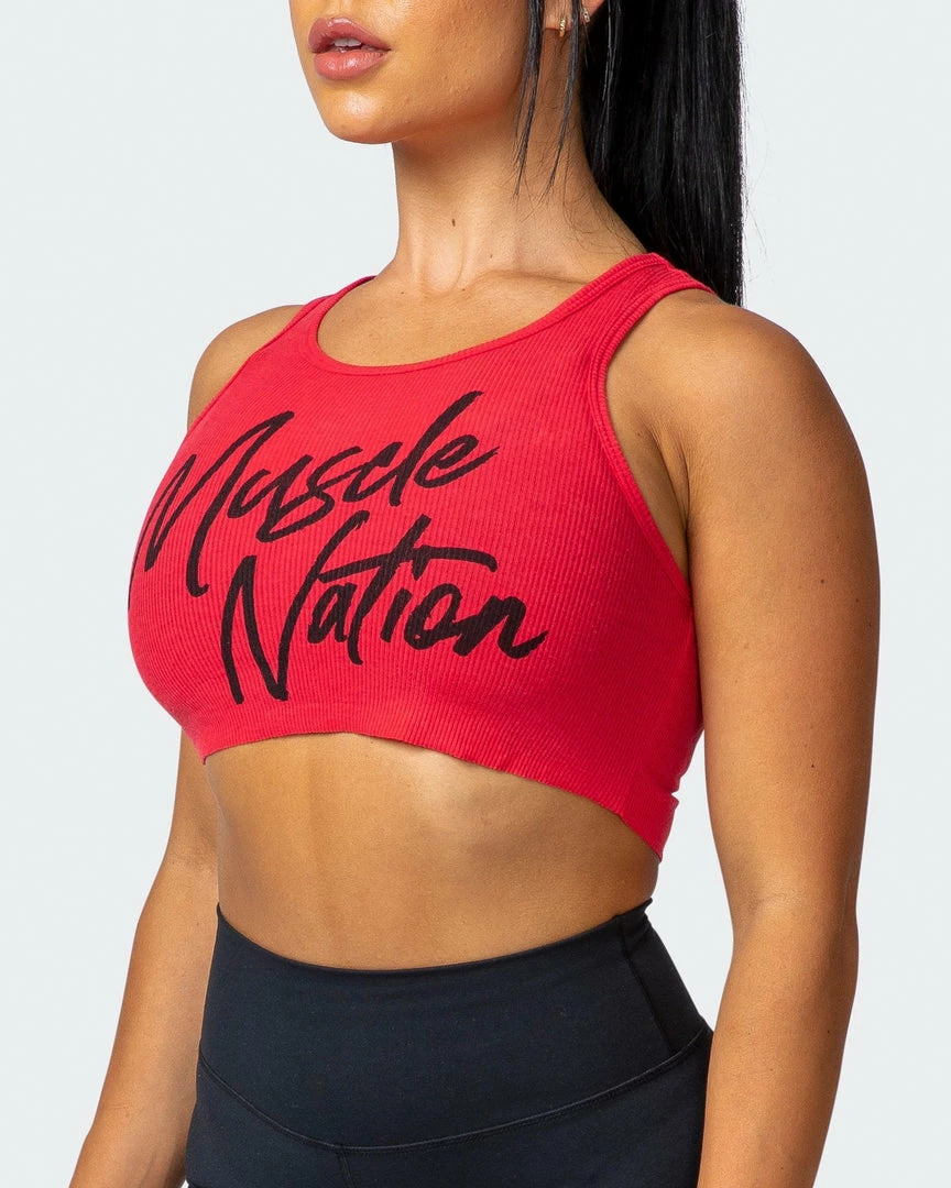 Cheap โ๏ธ Muscle Nation Script Rib Cropped Tank - Hot Red ๐ฉ Womens ๐ 5 Muscle Nation Script Rib Cropped Tank - Hot Red Womens