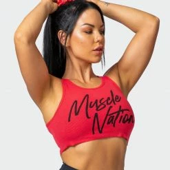 Cheap โ๏ธ Muscle Nation Script Rib Cropped Tank - Hot Red ๐ฉ Womens ๐ 16 Muscle Nation Script Rib Cropped Tank - Hot Red Womens