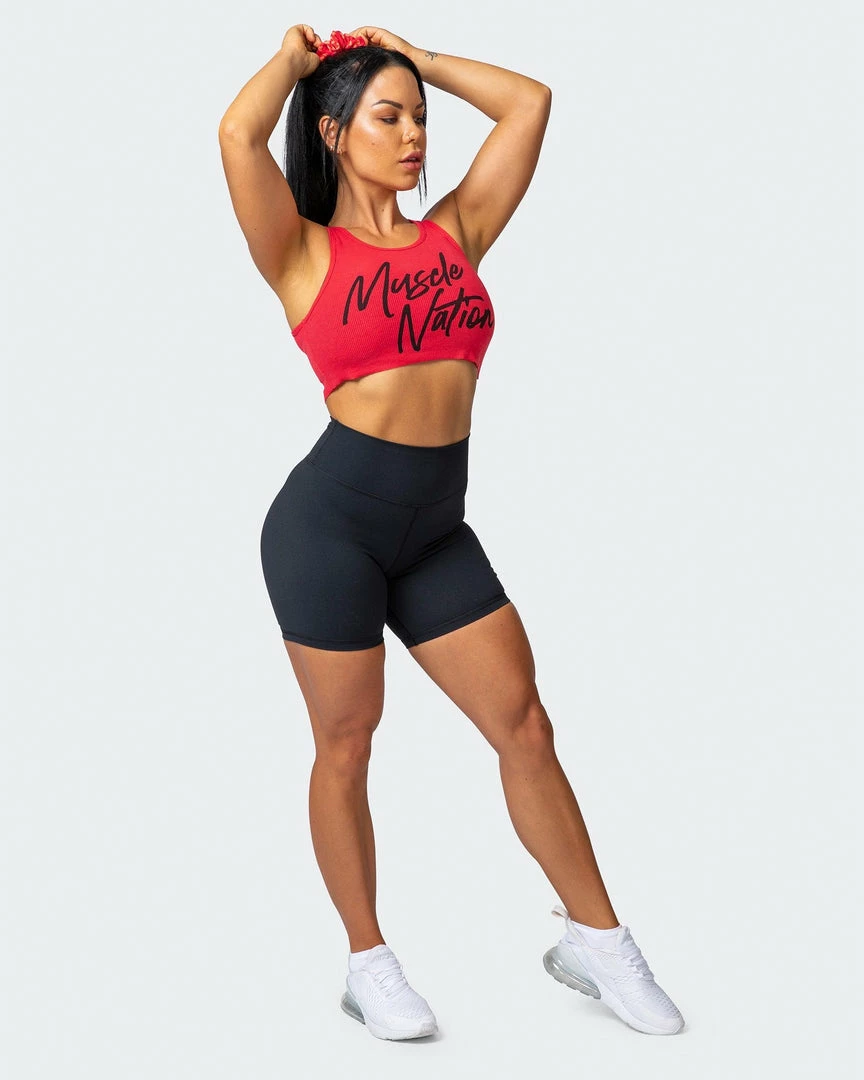 Cheap โ๏ธ Muscle Nation Script Rib Cropped Tank - Hot Red ๐ฉ Womens ๐ 10 Muscle Nation Script Rib Cropped Tank - Hot Red Womens