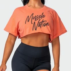 Promo ๐ Muscle Nation ๐ฉ Womens Script Super Cropped Tee - Washed Citrus ๐ฏ 18 Muscle Nation Womens Script Super Cropped Tee - Washed Citrus