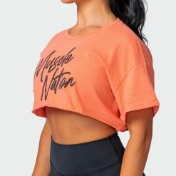 Promo ๐ Muscle Nation ๐ฉ Womens Script Super Cropped Tee - Washed Citrus ๐ฏ 19 Muscle Nation Womens Script Super Cropped Tee - Washed Citrus