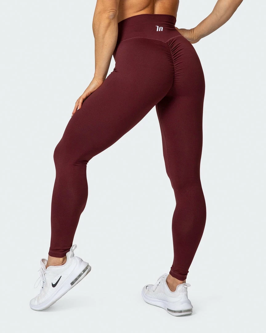 Budget ✔️ Muscle Nation Scrunch Ankle Length Leggings - Merlot 🧨 3 Muscle Nation Scrunch Ankle Length Leggings - Merlot