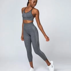 Muscle Nation Non Scrunch Shape Up Seamless 7/8 Leggings - Charcoal Marl