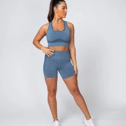 Muscle Nation Shape Up Seamless Bike Shorts - Navy Marl