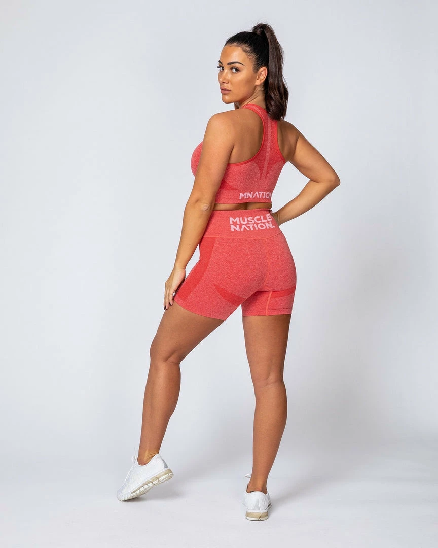 Coupon 💯 Muscle Nation Non Scrunch Shape Up Seamless Bike Shorts - Poppy Marl 😉 4 Muscle Nation Non Scrunch Shape Up Seamless Bike Shorts - Poppy Marl