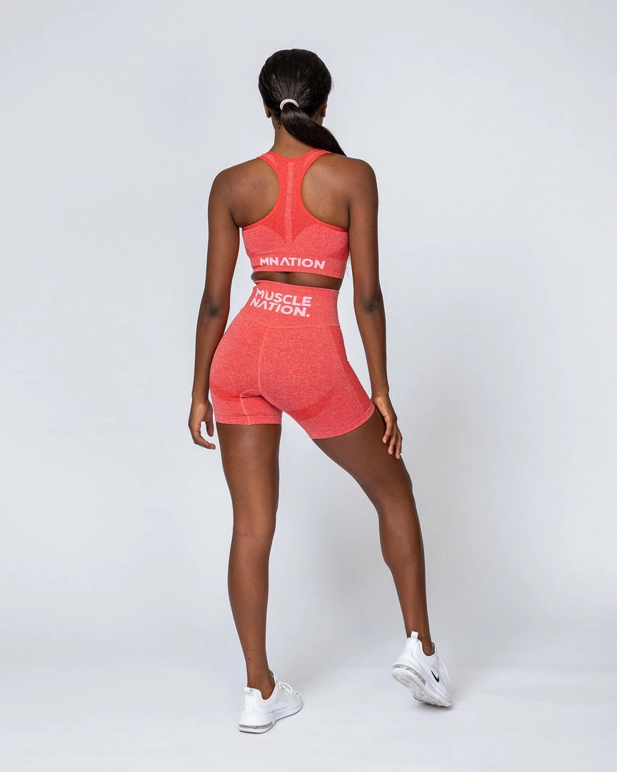 Coupon 💯 Muscle Nation Non Scrunch Shape Up Seamless Bike Shorts - Poppy Marl 😉 10 Muscle Nation Non Scrunch Shape Up Seamless Bike Shorts - Poppy Marl