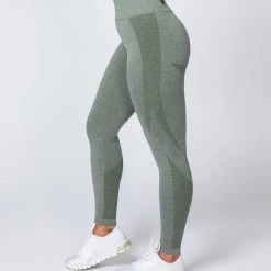 New 🛒 Muscle Nation Shape Up Seamless Full Length Leggings - Khaki Marl 🛒 23 Muscle Nation Shape Up Seamless Full Length Leggings - Khaki Marl