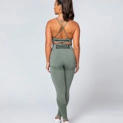 Muscle Nation Shape Up Seamless Full Length Leggings - Khaki Marl