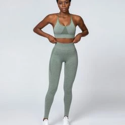 New 🛒 Muscle Nation Shape Up Seamless Full Length Leggings - Khaki Marl 🛒 15 Muscle Nation Shape Up Seamless Full Length Leggings - Khaki Marl