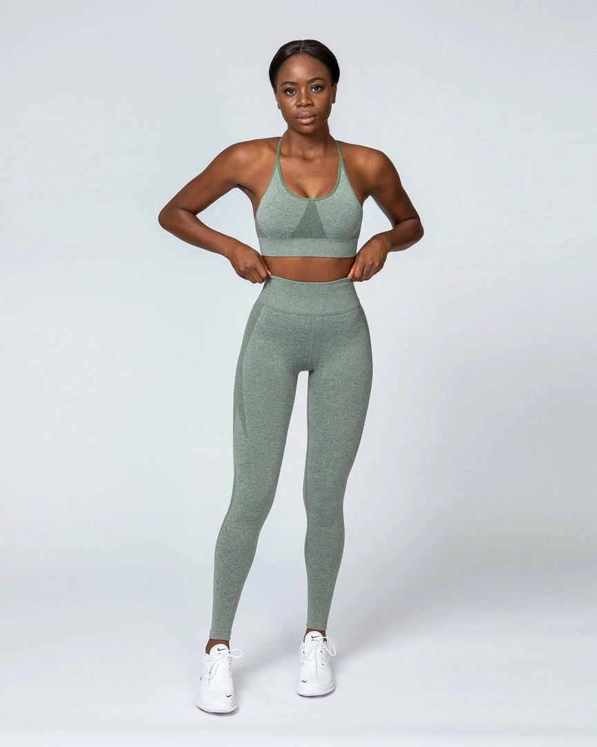 New 🛒 Muscle Nation Shape Up Seamless Full Length Leggings - Khaki Marl 🛒 5 Muscle Nation Shape Up Seamless Full Length Leggings - Khaki Marl