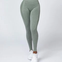 New 🛒 Muscle Nation Shape Up Seamless Full Length Leggings - Khaki Marl 🛒 16 Muscle Nation Shape Up Seamless Full Length Leggings - Khaki Marl