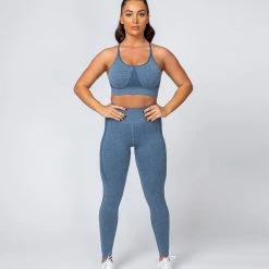 Muscle Nation Shape Up Seamless Full Length Leggings - Navy Marl Non Scrunch