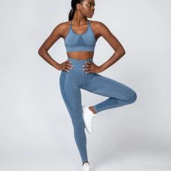 Muscle Nation Shape Up Seamless Full Length Leggings - Navy Marl Non Scrunch