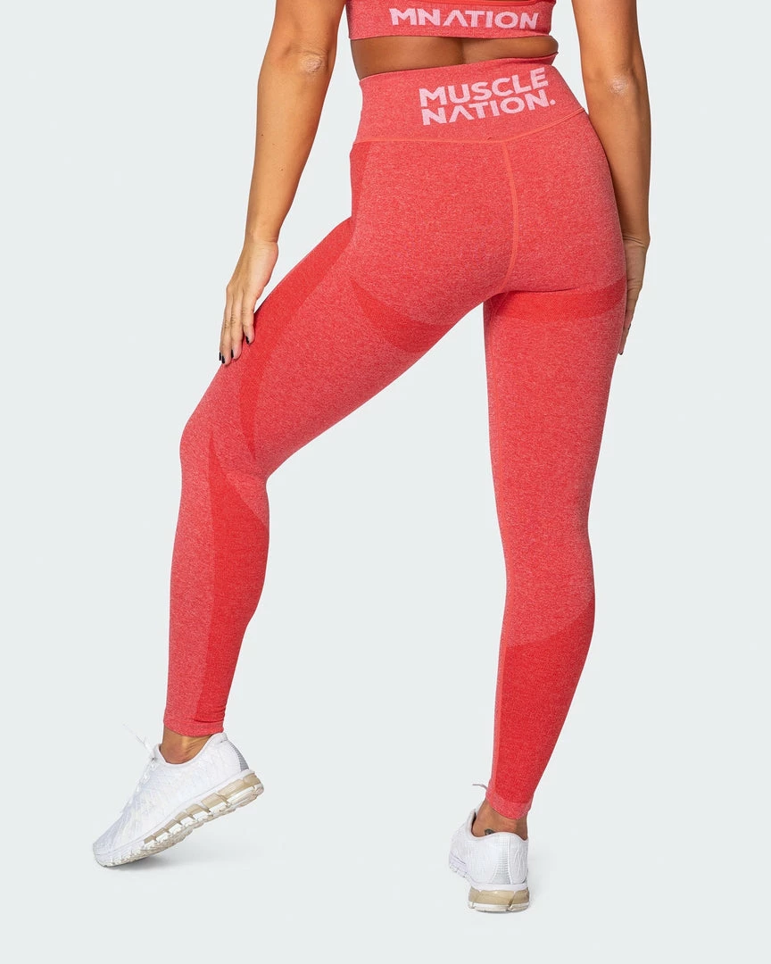 Budget โจ Muscle Nation Non Scrunch Shape Up Seamless Full Length Leggings - Poppy Marl ๐ 13 Muscle Nation Non Scrunch Shape Up Seamless Full Length Leggings - Poppy Marl