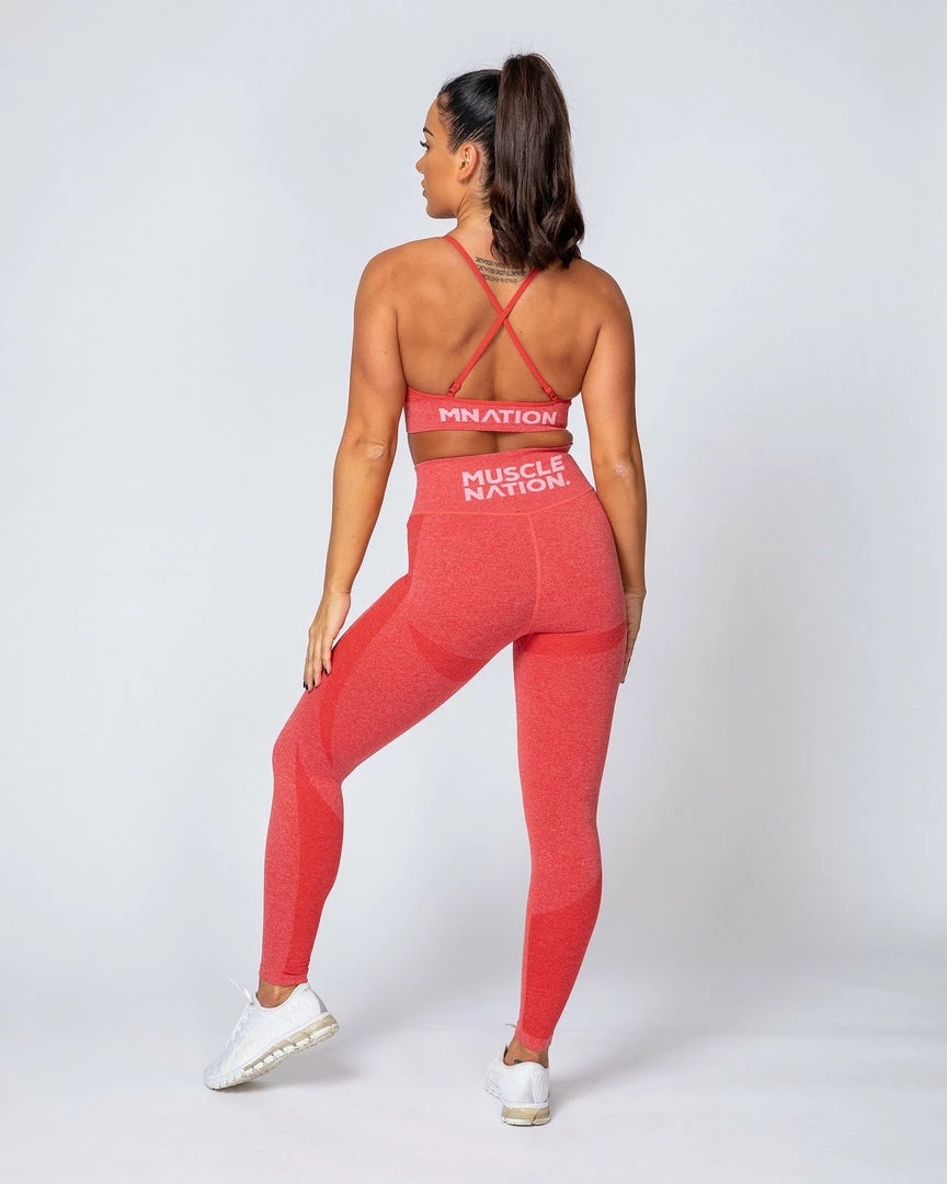 Budget โจ Muscle Nation Non Scrunch Shape Up Seamless Full Length Leggings - Poppy Marl ๐ 4 Muscle Nation Non Scrunch Shape Up Seamless Full Length Leggings - Poppy Marl