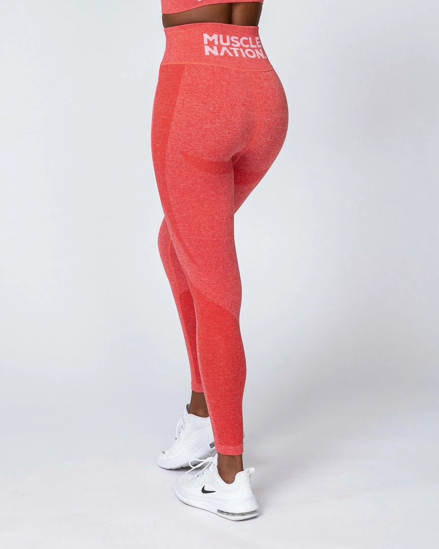 Budget โจ Muscle Nation Non Scrunch Shape Up Seamless Full Length Leggings - Poppy Marl ๐ 9 Muscle Nation Non Scrunch Shape Up Seamless Full Length Leggings - Poppy Marl