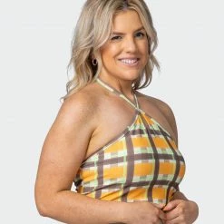 Muscle Nation Shimmer Bra Tank Combo - Checked Out Print 30% EOFY SALE