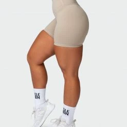 Muscle Nation Signature Scrunch Bike Shorts - Bone 30% EOFY SALE