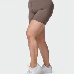 Muscle Nation Signature Scrunch Bike Shorts - Taupe 30% EOFY SALE