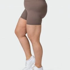 Muscle Nation Signature Scrunch Bike Shorts - Taupe 30% EOFY SALE