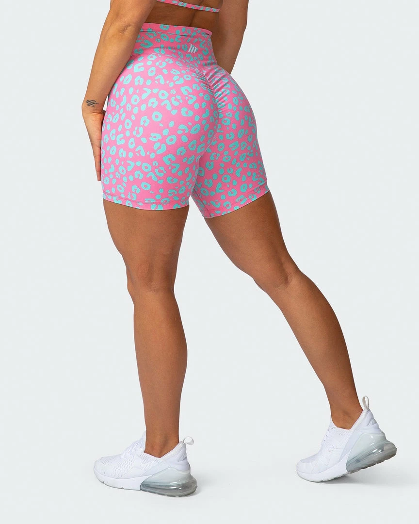Discount ๐ Muscle Nation Signature Scrunch Bike Shorts - Cotton ๐ฌ Candy Cheetah Print โจ 11 Muscle Nation Signature Scrunch Bike Shorts - Cotton Candy Cheetah Print