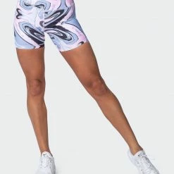 Muscle Nation Signature Scrunch Bike Shorts - Marble Print