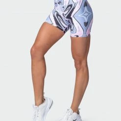 Muscle Nation Signature Scrunch Bike Shorts - Marble Print