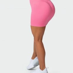 Muscle Nation Signature Scrunch Bike Shorts - Pink Lemonade Scrunch Bum